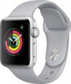 Apple - Geek Squad Certified Refurbished Apple Watch Series 3 (GPS), 38mm Silver Aluminum Case with Fog Sport Band - Silver Aluminum