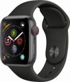 Apple - Apple Watch Series 4 (GPS + Cellular), 40mm Space Gray Aluminum Case with Black Sport Band - Space Gray Aluminum
