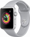 Apple - Geek Squad Certified Refurbished Apple Watch Series 3 (GPS), 42mm Silver Aluminum Case with Fog Sport Band - Silver Aluminum