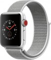 Apple - Apple Watch Series 3 (GPS + Cellular), 38mm Silver Aluminum Case with Seashell Sport Loop - Silver Aluminum