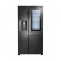 LG - 21.7 Cu. Ft. Side-by-Side InstaView Door-in-Door Counter-Depth Smart Wi-Fi Refrigerator - Black stainless steel