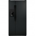 GE - 23.2 Cu. Ft. Side-by-Side Refrigerator with External Ice & Water Dispenser - High Gloss Black