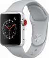 Apple - Refurbished Apple Watch Series 3 (GPS + Cellular), 38mm Silver Aluminum Case with Fog Sport Band - Silver Aluminum