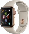 Apple - Apple Watch Series 4 (GPS + Cellular), 40mm Gold Stainless Steel Case with Stone Sport Band - Gold Stainless Steel