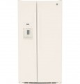 GE - 25.3 Cu. Ft. Side-by-Side Refrigerator with External Ice & Water Dispenser - High-gloss bisque