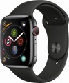 Apple - Apple Watch Series 4 (GPS + Cellular), 44mm Space Black Stainless Steel Case with Black Sport Band - Space Black Stainless Steel