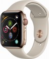 Apple - Apple Watch Series 4 (GPS + Cellular), 44mm Gold Stainless Steel Case with Stone Sport Band - Gold Stainless Steel