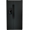 GE - 25.3 Cu. Ft. Side-by-Side Refrigerator with External Ice & Water Dispenser - High Gloss Black-6475430