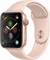 Apple - Apple Watch Series 4 (GPS + Cellular), 44mm Gold Aluminum Case with Pink Sand Sport Band - Gold Aluminum