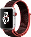Apple - Geek Squad Certified Refurbished Apple Watch Nike+ Series 3 (GPS + Cellular), 38mm with Bright Crimson Sport Loop - Silver Aluminum