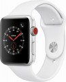 Apple - Apple Watch Series 3 (GPS + Cellular), 42mm Silver Aluminum Case with White Sport Band - Silver Aluminum