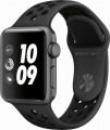 Apple - Geek Squad Certified Refurbished Apple Watch Nike+ Series 3 (GPS), 38mm Space Gray Aluminum with Black Nike Sport Band - Space Gray Aluminum