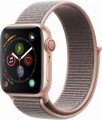 Apple - Apple Watch Series 4 (GPS + Cellular), 40mm Gold Aluminum Case with Pink Sand Sport Loop - Gold Aluminum