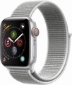 Apple - Apple Watch Series 4 (GPS + Cellular), 40mm Silver Aluminum Case with Seashell Sport Loop - Silver Aluminum