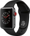 Apple - Apple Watch Series 3 (GPS + Cellular), 38mm Space Gray Aluminum Case with Black Sport Band - Space Gray Aluminum
