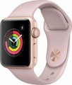 Apple - Apple Watch Series 3 (GPS), 38mm Gold Aluminum Case with Pink Sand Sport Band - Gold Aluminum