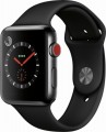 Apple - Geek Squad Certified Refurbished Apple Watch Series 3 (GPS + Cellular), 42mm with Black Sport Band - Space Black Stainless Steel