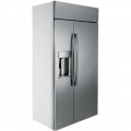 GE - Profile Series 24.3 Cu. Ft. Side-by-Side Built-In Refrigerator - Stainless steel