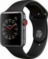Apple - Geek Squad Certified Refurbished Apple Watch Series 3 (GPS + Cellular), 42mm with Black Sport Band - Space Gray Aluminum