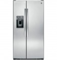 GE - 25.4 Cu. Ft. Frost-Free Side-by-Side Refrigerator with Thru-the-Door Ice and Water - Stainless steel