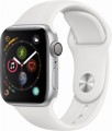 Apple - Apple Watch Series 4 (GPS), 40mm Silver Aluminum Case with White Sport Band - Silver Aluminum