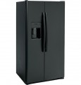 GE - 25.3 Cu. Ft. Side-by-Side Refrigerator with External Ice & Water Dispenser - High Gloss Black