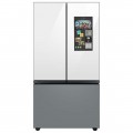 Samsung - 24 cu. ft Bespoke Counter Depth 3-Door French Door Refrigerator with Family Hub - Gray Glass