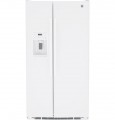 GE - 25.3 Cu. Ft. Side-by-Side Refrigerator with External Ice & Water Dispenser - High Gloss White